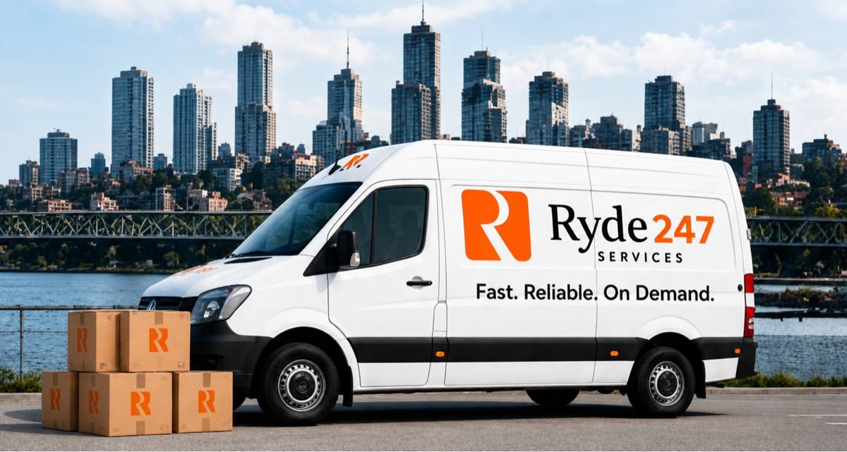 Ryde247 delivery van with business parcels